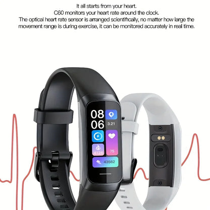 Fitness Tracker Watch, Couple Smart Bracelet, 1.1 Inch AMOLED Touch Screen Smartwatch, 25 Fitness Modes, Sleep Tracking, Weather