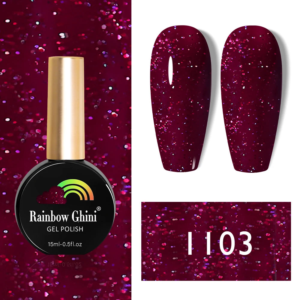 Rainbow Ghini 15ml HEMA TPO FREE Christmas Dark Red Wine Color Series Gel Nail Polish UV Nail Enamels Varnish Nail Supplies