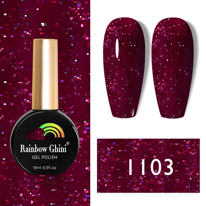 Rainbow Ghini 15ml HEMA TPO FREE Christmas Dark Red Wine Color Series Gel Nail Polish UV Nail Enamels Varnish Nail Supplies