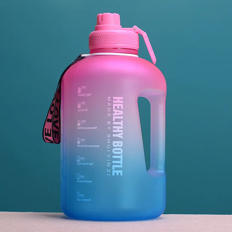 2.2L 64OZ Gallon Frosted Gym Jug Luxury Plastic BPA Free Portable Water Bottle With Motivational Time Marker
