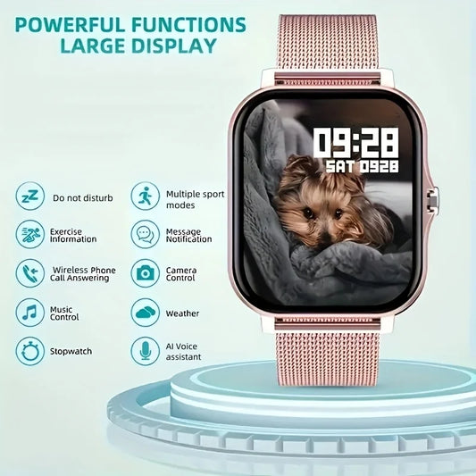 Smartwatch for Men and Women, with Calling and Message Notifications, Large Screen Display, Suitable for Various Sports Modes