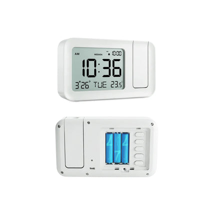 Digital Alarm Clock LCD Display Adjustable Brightness Projector Clock with Temperature Sensor for Kid Elderly
