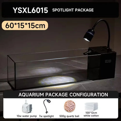 Wholesale 20 Gallon Ultra Clear Low Iron Glass Betta Aquarium Kit  Desktop Fish Tank Decoration with Water Pump and LED Light