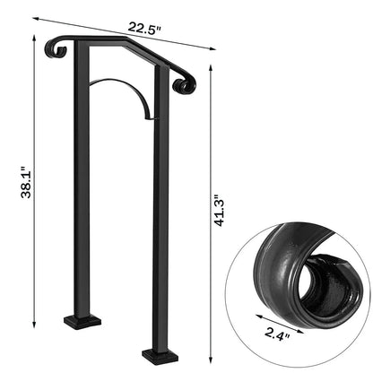VEVOR Handrail Arch Railing White Fits 1 Or 5 Steps Stair Rail Wrought Iron Hand Rails With Installation Kit For Outdoor Steps