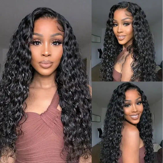 Raw Indian Deep Wave Curly Wig 13x6 Glueless HD Full Lace Front Wig , Natural Human Hair Lace Frontal Wigs for Black Women
