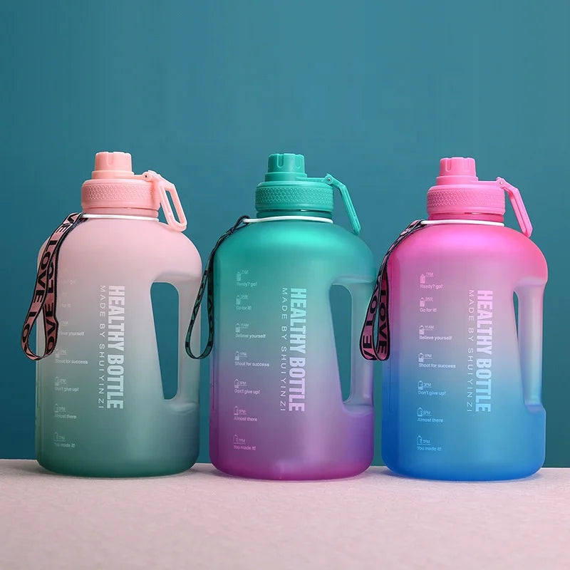 2.2L 64OZ Gallon Frosted Gym Jug Luxury Plastic BPA Free Portable Water Bottle With Motivational Time Marker