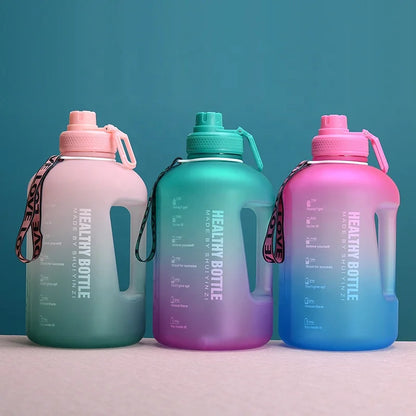 2.2L 64OZ Gallon Frosted Gym Jug Luxury Plastic BPA Free Portable Water Bottle With Motivational Time Marker