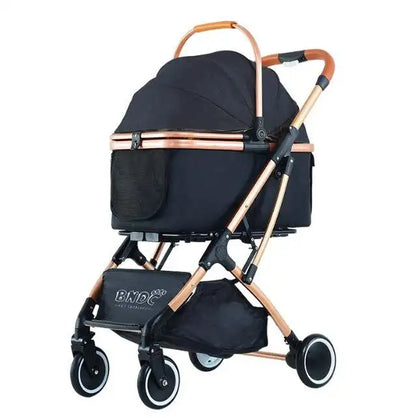 Fashion Foldable Pet Stroller with Detachable Carrier and Wheels Expandable Design for Dogs Button Closure