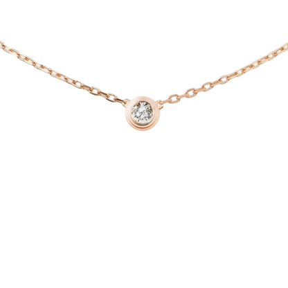 European and American Fashion 1 Karat Short Diamond Necklace Personalized Simple Golden Ladder Single Diamond Clavicle Chain