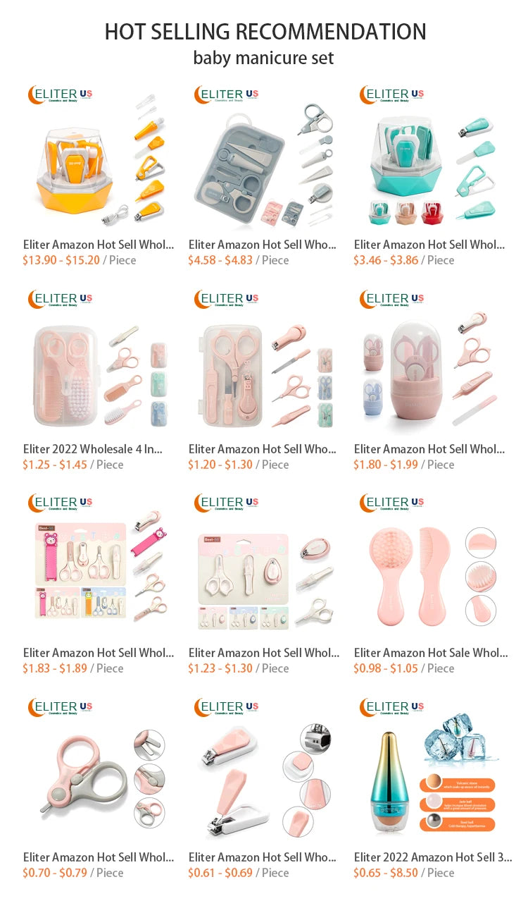 Eliter Hot Sell in Stock 4 in 1 Pink Blue With Plastic Tube Baby Set Babi Care Tool 4In1 Manicure Kids Cute Manicure Set