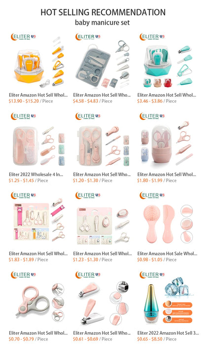 Eliter Hot Sell in Stock 4 in 1 Pink Blue With Plastic Tube Baby Set Babi Care Tool 4In1 Manicure Kids Cute Manicure Set