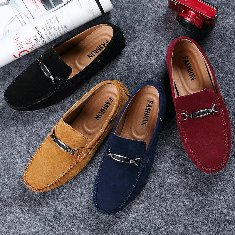 Men's Loafers Gommino Driving Shoes Moccasins Penny Loafer Flats Spring Low-top Faux Suede Slip on Casual Leisure Male Handmade