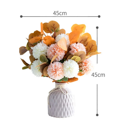 Artificial Silk Hydrangea Flowers with Ceramic Vase Nordic Style for Wedding Valentine's Day Home Decor