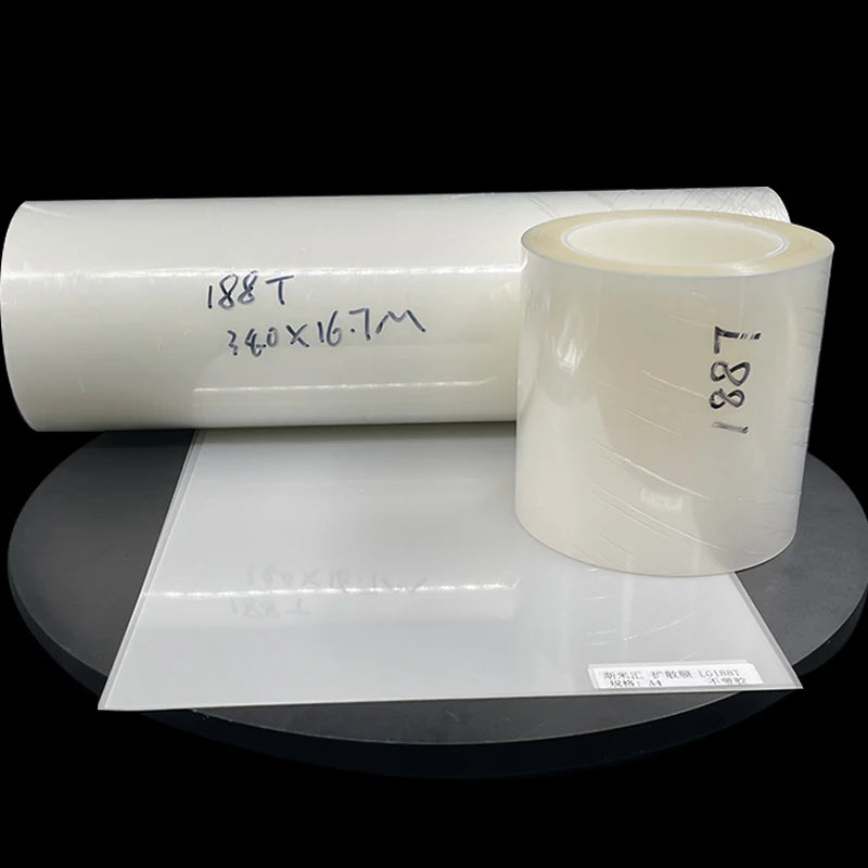 210um 0.21mm LGT188T PET Transparent LED Light Adhesive Diffuser Film Rolls Cutting Service
