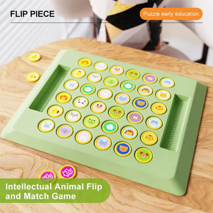 Children's Two-Player Animal Flip Chess Set Plastic Board Game Enhancing Logical Thinking New Educational Toy for Parents Kids