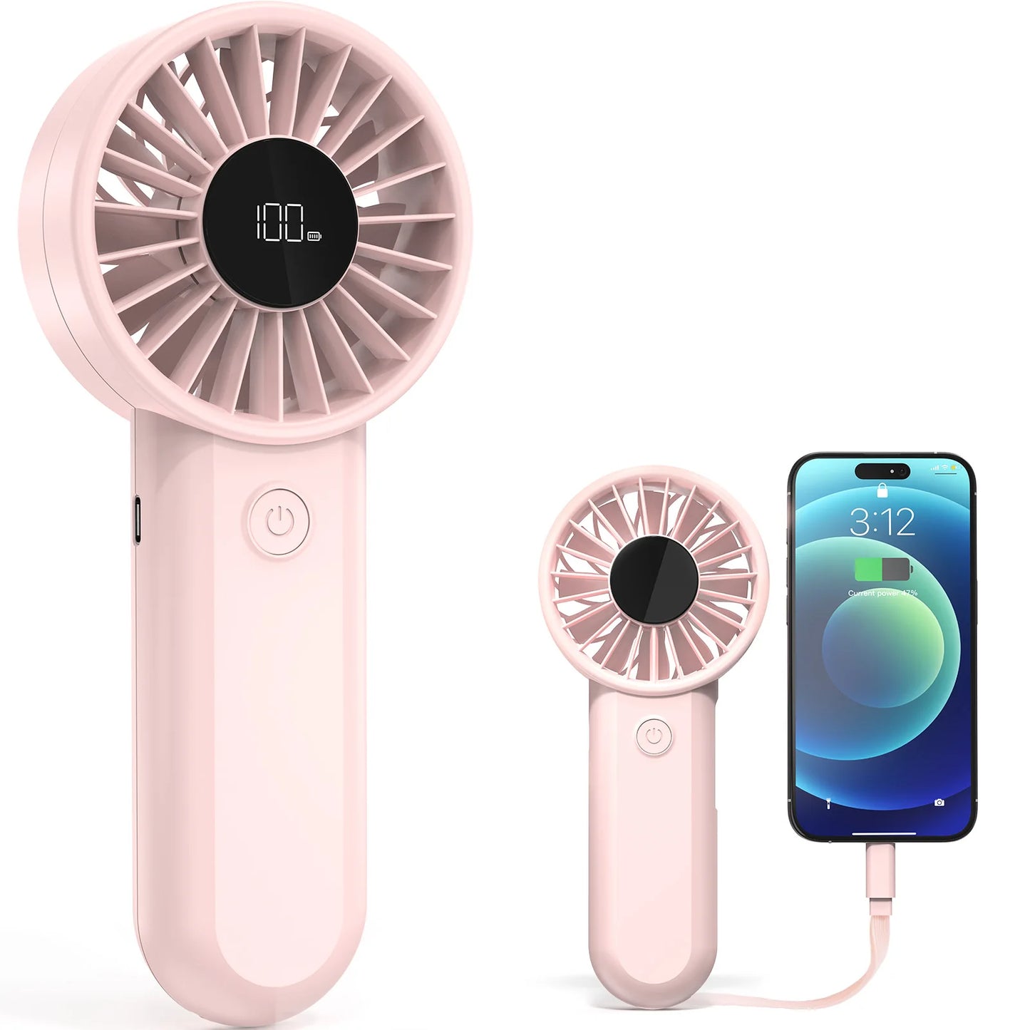 Outdoor Sports Handheld Fan with Power Bank, 3000mAh 5 Speed Strong Wind Cooling Fan for Hiking