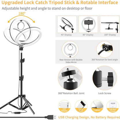 16/26/33cm LED Selfie Ring Light with Phone Stand Dimmable led Fill Lamp Photography Ringlight for Tiktok Video Live Fill Lamps