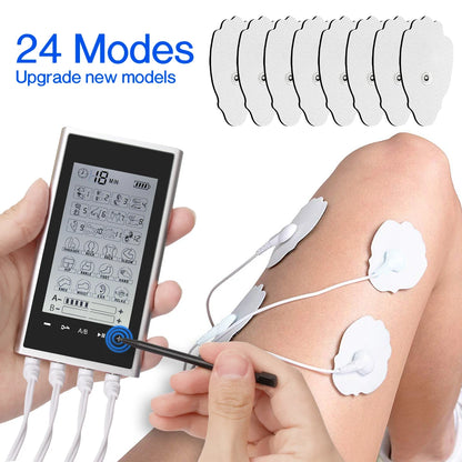 4 Output Channel 24 Modes EMS Eletric Professional Muscle Stimulation Physiotherapy Tens Electrodes Machines Body Massager Pads