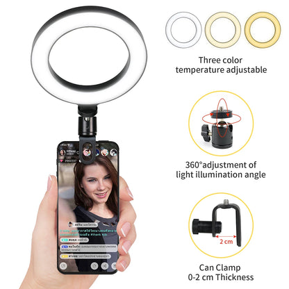 16CM Ring Light LED Lamp Lighting With Clip On Laptop Computer For Video Conference Zoom Webcam Chat Live Streaming Youtube