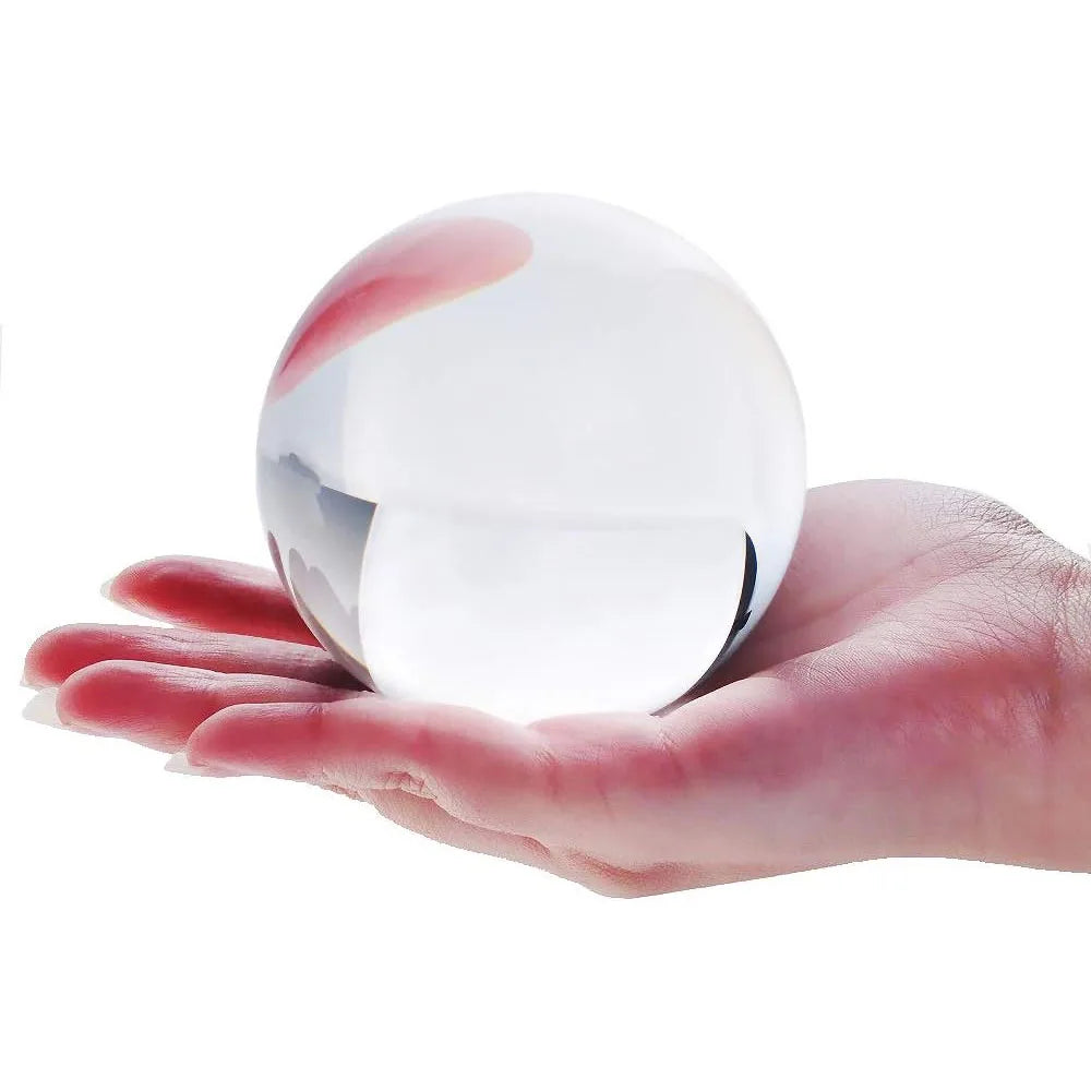 65mm Clear Acrylic Crystal Sphere with Wooden Stand Healing Crystal Ball for Meditation, Home Decoration Various Sizes