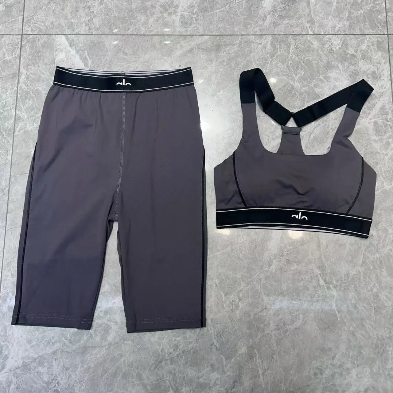 Women's High-Waisted Hip-Lifting Sports Set, Solid Pattern Sports Set,Fitted Yoga Set
