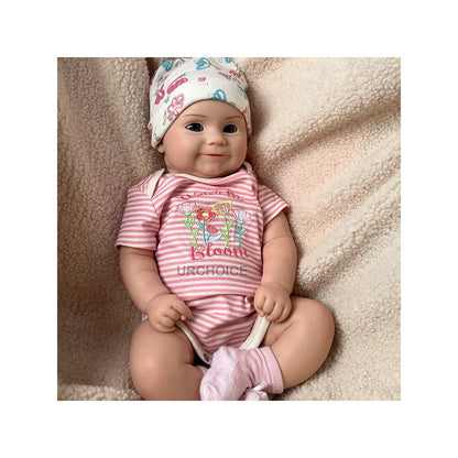 Smiling Face Soft Silicone Body Reborn Baby Girl Doll 50CM 20Inch Lifelike Toddler Doll for Gift Kids Toy