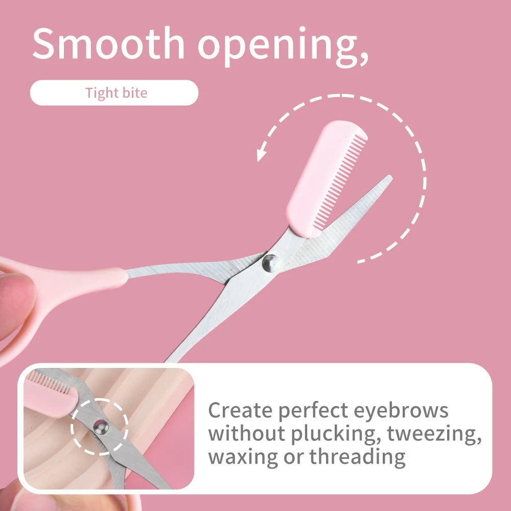 3pcs Eyebrow Trimmer Set Stainless Steel Curved Eyebrow Razor Eyebrow Scissors With Comb Beauty Tool for Beginners