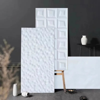 High - Durability Foshan 300X600 White Concave Enamel Cultural Stone Tiles for Villa Exterior Walls and Courtyard Walls