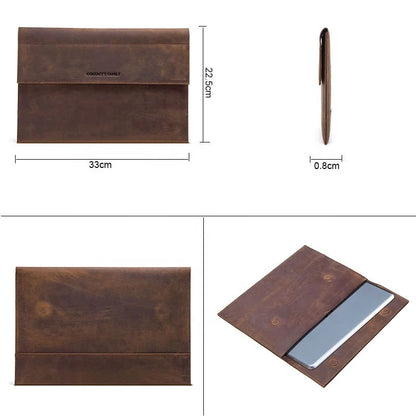 Genuine Leather Tablet Sleeve Case for iPad Pro 12.9 2020-2021 MacBook 12-inch Galaxy Tab 12-inch Premium Laptop Bags & Covers