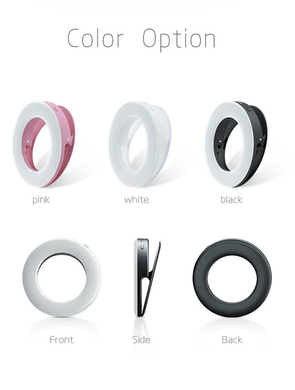 Portable LED Selfie Ring Light Flash For Mobile Phone Laptop Fill Light For Youtube VK Video USB Rechargeable Clip Ring Lamp