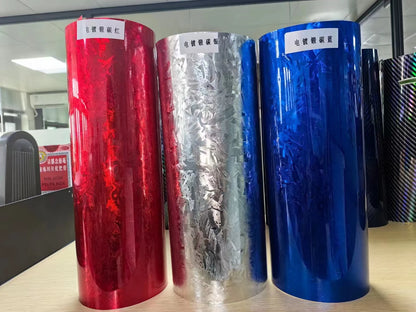 PET Liner Chrome Forged Carbon Blue Color Wrap Vinyl Film