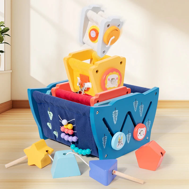 Montessori Early Educational Shape Matching Threading Toys Learning Rocket Multifunctional Stacking Toy Educational Blocks