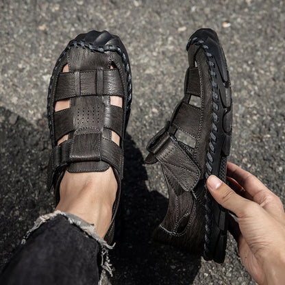 Top Quality Fashion Summer Slippers Cow Leather Material Sandals for Men Anti-Slippery