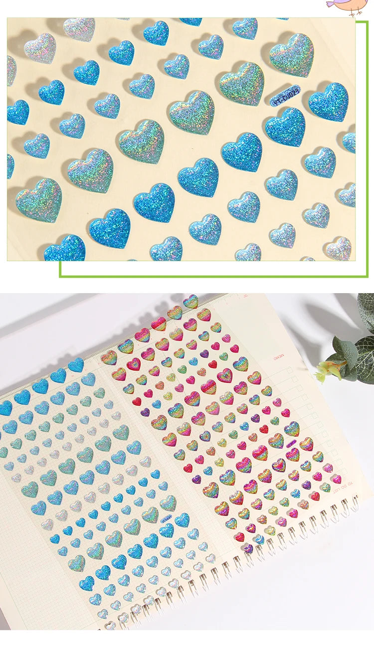Glitter Magic Crystal Love Star Sticker 3D Shiny Gem Three-Dimensional Sticker Phone Notebook Diary DIY Gift Decoration For Girl