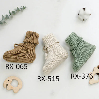Factory Cute Soft Infant Baby Socks Organic Cotton Knitted Crochet Baby Shoes