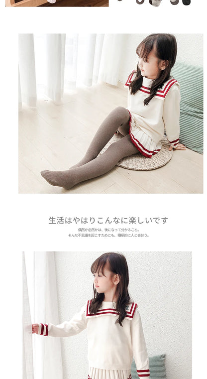 Girls winter plus velvet extra thick pantyhose child strips warm pants Polar Fleece Lining kids baby leggings cotton stockings