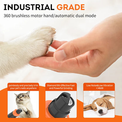 USB Rechargeable LED Light Dog Nail Grinder Ergonomic Design 3 Speeds Trimmer/Groomer for Quiet Low Noise Pet Care