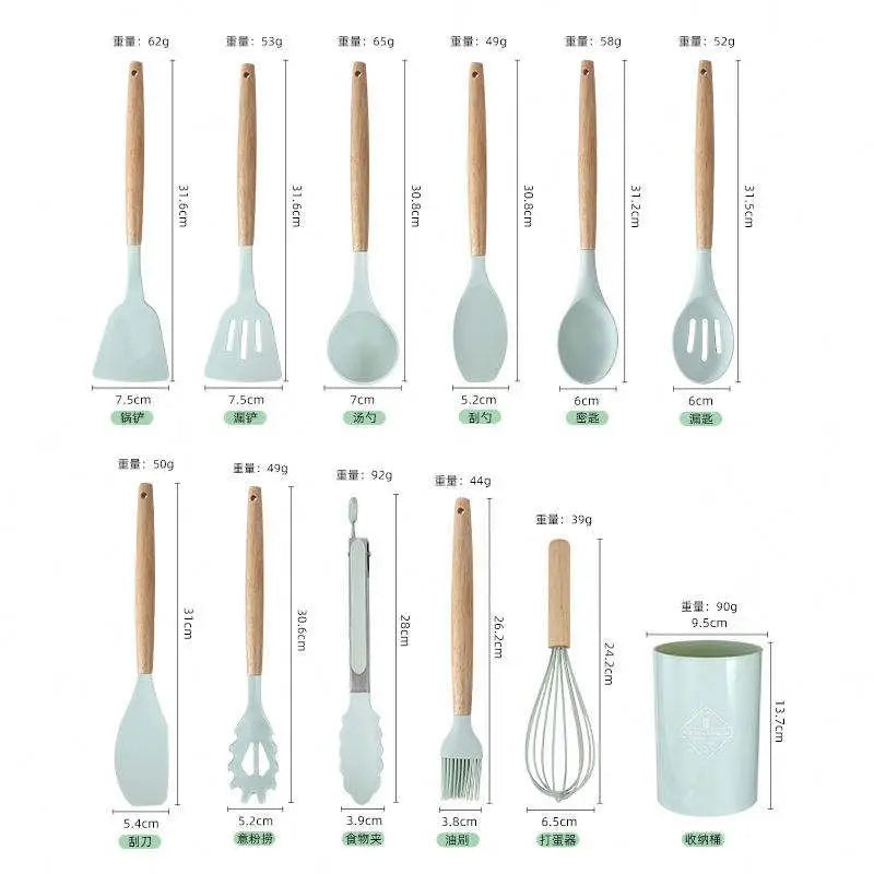 In Stock Manufacture  Wholesale Kitchen Utensils Spatula Sets Baking Cooking Egg Whisk Spatula Brush Cookware Set