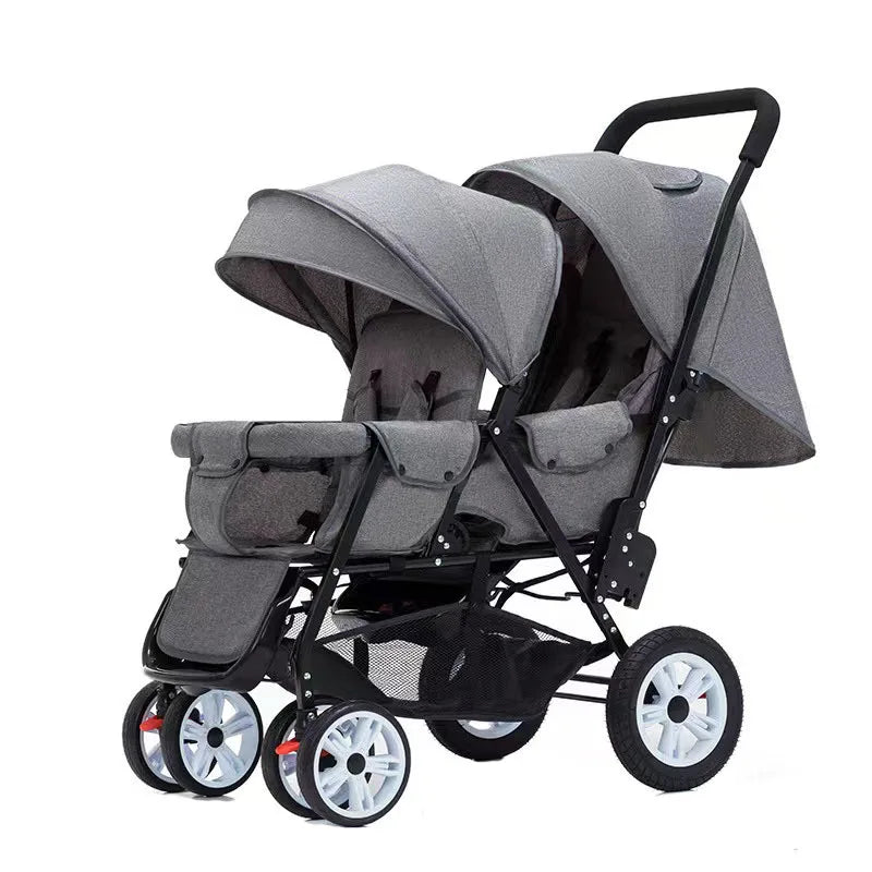 High Landscape Lightweight Linen Foldable New Style Double Seat Twins for 0-3 Years Baby Stroller 3 in 1