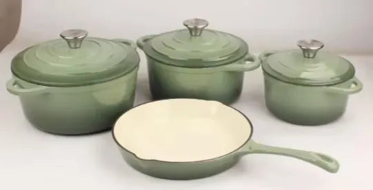 La Cocina 7 Piece Amazo  n Blue Cast Iron Enamel Cookware Set