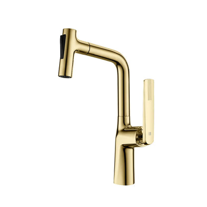 Polished Gold Single Handle Kitchen Mixer Faucet Brass Kitchen Sink Faucet Taps