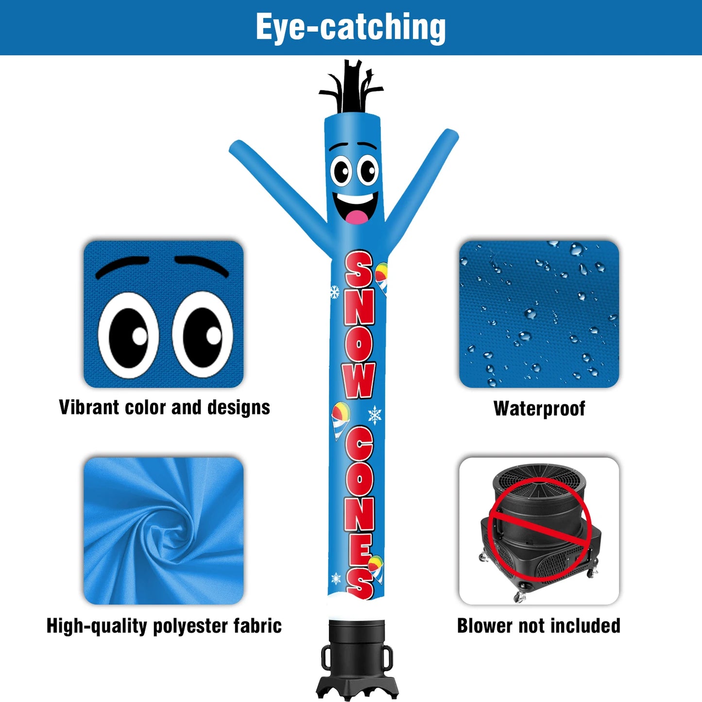 Snowball Tube Theme Air Dancer Inflatable Weird Wave Man for Outdoor Party Festival Digital Printing No Blower Required