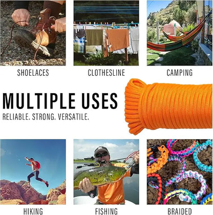 Braid 7 Strand Outdoor Survival Paracord Polyester RopeHeavy Duty Ropes High Strength Perfect for Clothesrope Camping Hiking
