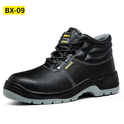 Industrial Safety Steel Toe Mid Cut Leather Work Boots for Men Winter