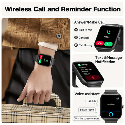 Smart Watch for Men Women With Alexa Built-in, 1.95" Smartwatch With Wireless Call, 100+ Sport Modes, Fitness Activity Tracker