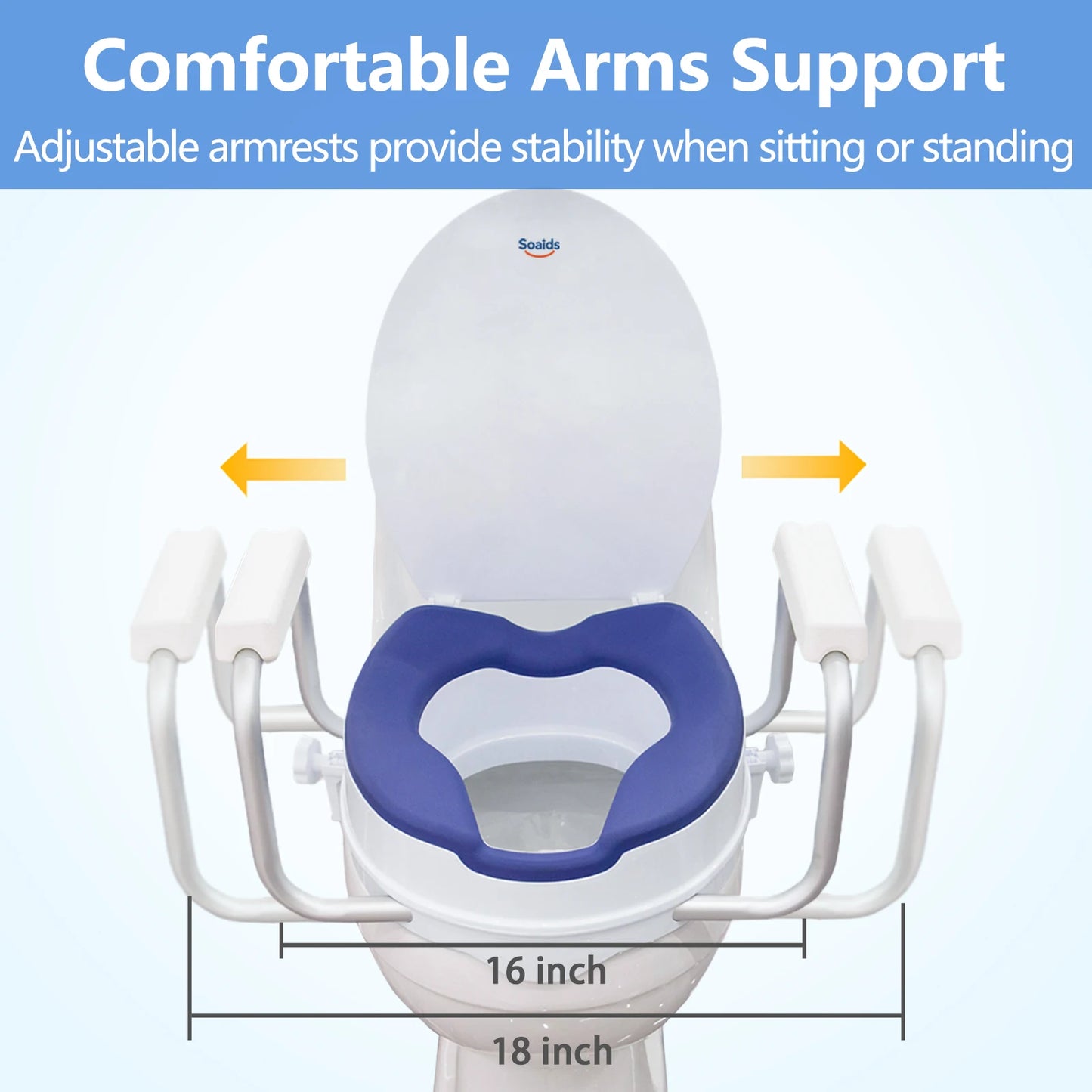 SUNCARE Rehabilitation Care Elderly Pregnant Women Bathroom Safety Commode Raised Toilet Seat Toilet Sear Raiser for Elderly