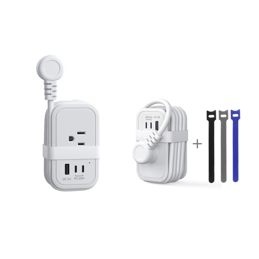 Hot Sale Electric PD 20W US 2 Outlets Flat Plug 1 USB Ports 2 Type-C OTP Protection Portable Tabletop Extension Power Strip