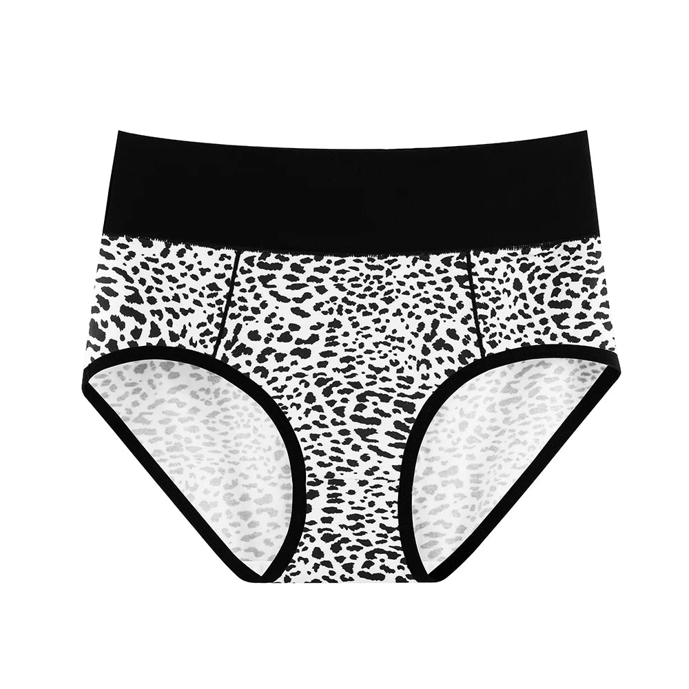 Shanhao 5-Pack Women's Cotton Panties Mid-rise Hipster Leopard Print Full Coverage Underwear Cotton Briefs for Women