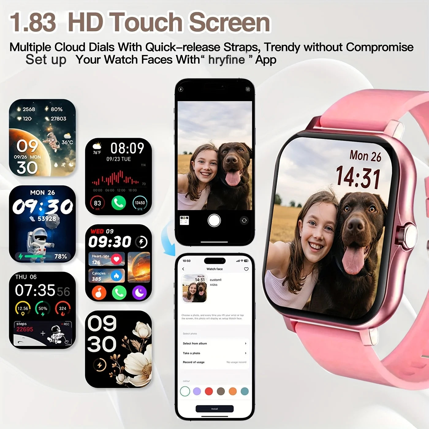 Smartwatch of 2025 Featuring a 1.83-Inch High-Definition Display, Wireless Calling, Message Notifications, Over 100 Sports Modes