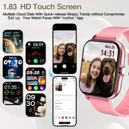 Smartwatch of 2025 Featuring a 1.83-Inch High-Definition Display, Wireless Calling, Message Notifications, Over 100 Sports Modes